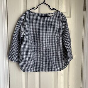 Crewcuts Navy Gingham 3/4 Sleeves Top w/ Button Up Back Size 12